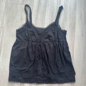 Zara Black lace trim babydoll top Size: M